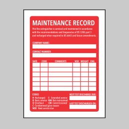 Fire Extinguisher Maintenance Label - 