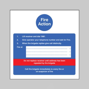Fire Action - Hotel Sign - Fire Action - Hotel Sign -