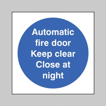 Automatic Fire Door Keep Clear Close At Night - 
