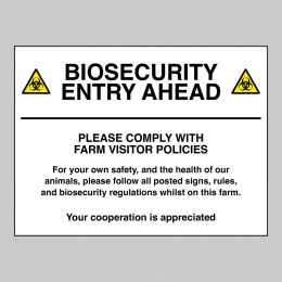 Biosecurity entry ahead - Please comply with farm visitor policies - 