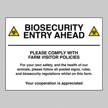 Biosecurity entry ahead - Please comply with farm visitor policies - 