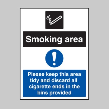 Smoking Area - Keep Area Tidy and Discard All Ends in Bins - 