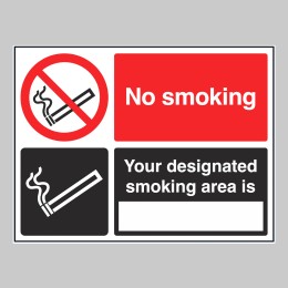 No Smoking Designated Smoking Area Is (White / Black) - 