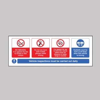 Vehicle Sticker - No Smoking - Mobile Phone - Drink / Drugs - Wear Seatbelt - 