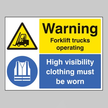 Warning - Forklift Trucks Operating - High Visibility Clothing Must be Worn - 