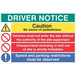 Driver Notice be Aware of Pedestrians - Unsupervised Reversing Forbidden - 