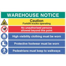 Warehouse Safety Caution - Forklift Trucks - Hivis - Boots must be Worn - 