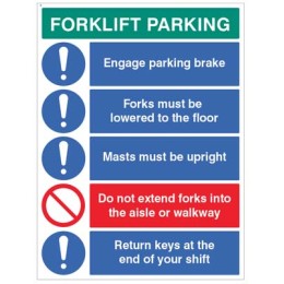 Forklift Parking Engage Brakes - Lower Forks - Return Keys - 