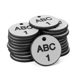 Engraved Valve Tags - White with Black Text - 