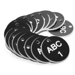 Engraved Valve Tags - Black with White Text - 