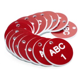 Engraved Valve Tags - Red with White Text - 