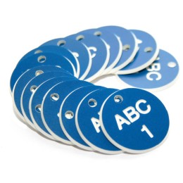 Engraved Valve Tags - Blue with White Text - 