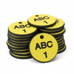 Engraved Valve Tags - Yellow with Black Text - 
