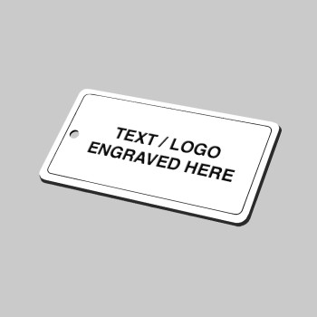 White Key Fob - Black Text - Rectangle - 