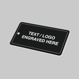 Key Fob - Black with White Text - Rectangle - 