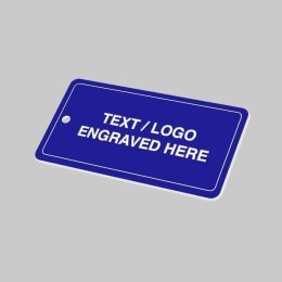 Blue Key Fob - White Text  - Rectangle - 
