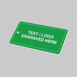 Green Key Fob - White Text - Rectangle - 