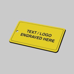 Yellow Key Fob - Black Text - Rectangle - 
