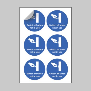 Switch Off When Not in Use - Labels (Sheet of 6) - 