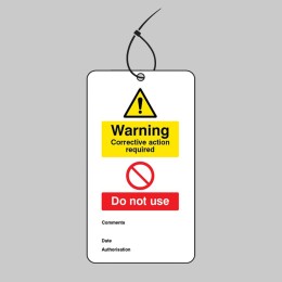 Warning - Corrective Action Required - Double Sided Tags (Pack of 10) - 