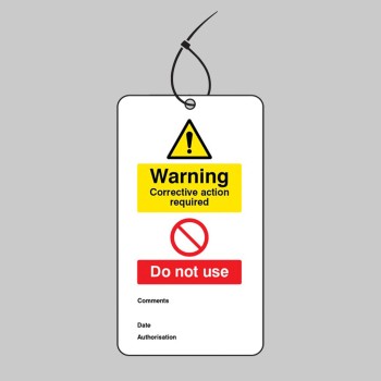 Warning - Corrective Action Required - Double Sided Tags (Pack of 10) - 