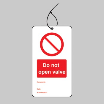 Do Not Open Valve - Double Sided Tags (Pack of 10) - 