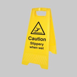 Caution - Slippery when Wet - Self Standing Floor Sign - 