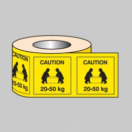 Caution - 20-50kg Labels (Roll of 500) - 