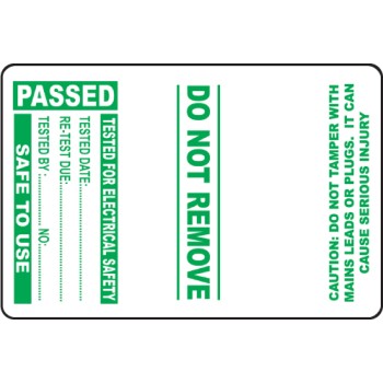 Passed - PAT Test Cable Wrap Labels (Roll of 100) - 