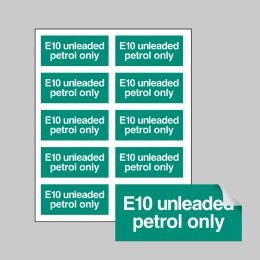 E10 Unleaded Petrol Only - Labels - 