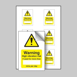 High Vibration Risk If Used Minutes / per Day Labels (Sheet of 6) - 