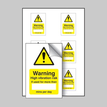 High Vibration Risk If Used Minutes / per Day Labels (Sheet of 6) - High Vibration Risk If Used Minutes / per Day Labels (Sheet of 6) -