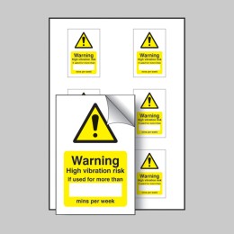 High Vibration Risk If Used - Labels (Sheet of 6) - 
