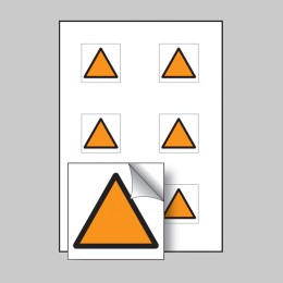 Orange Triangle Vibration Safety - Labels (Sheet of 6) - 