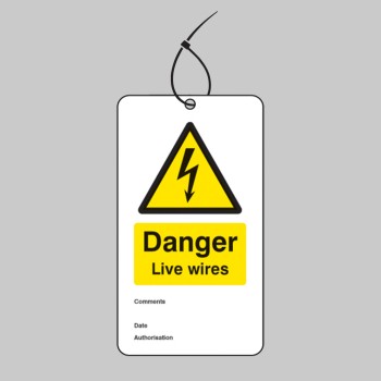Danger - Live Wires - Double Sided Safety Tag - 