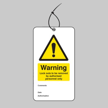 Warning - Lockout to be Removed Etc.. - Double Sided Safety Tag (Pack of 10) - 