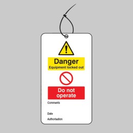 Lockout Tag - Danger - Equipment Locked Out Do Not Operate - 80 x 150mm (Pack of 10) - 