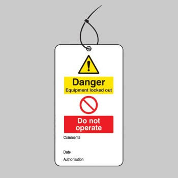 Lockout Tag - Danger - Equipment Locked Out Do Not Operate - 80 x 150mm (Pack of 10) - 