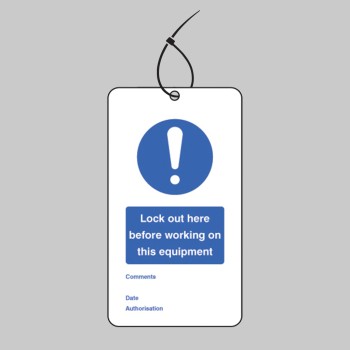 Lockout Tag - Lock Out Here Before Working On - 80 x 150mm (Pack of 10) - 
