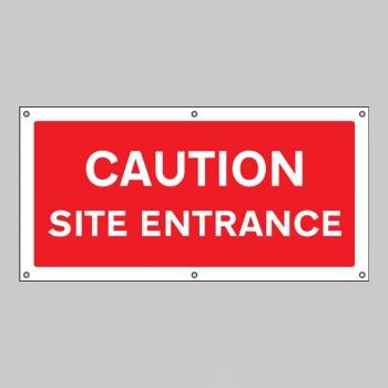Caution - Site Entrance - Banner with Eyelets - 