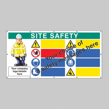 Custom Site Safety Banner - Select 8 Safety Messages - Add Logo & Details - 