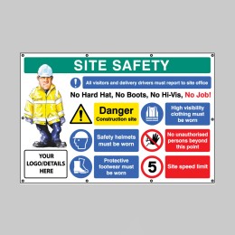 No Hat, No Boots, No Hi-vis, No Job Banner with Branding - 
