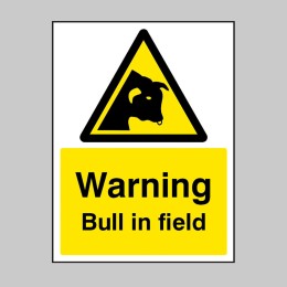 Warning - Bull in Field - 