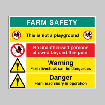 Farm Site Safety Board with 4 Safety Messages - 