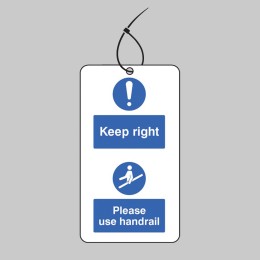 Keep to the Right & Use the Handrail - Double Sided Tags (Pack of 10) - 