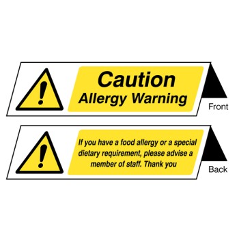 Food Allergy Notice - Double Sided Plastic Table Cards (Pack of 5) - Food Allergy Notice - Double Sided Plastic Table Cards (Pack of 5) -