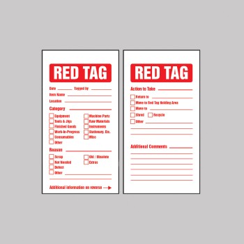 Red Tag - Quality Control - Double Sided Tag - Includes Cable Ties (Pack of 10) - 