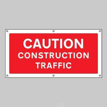 Caution - Construction Traffic - Banner with Eyelets - 