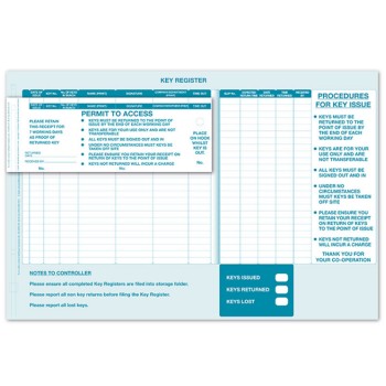 Key Control Sign-In System (100 NCR Passes) - 