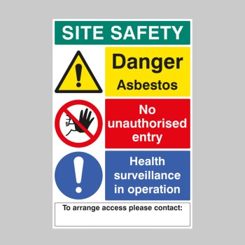 Danger - Asbestos Site Safety Board with Contact Details - Danger - Asbestos Site Safety Board with Contact Details -
